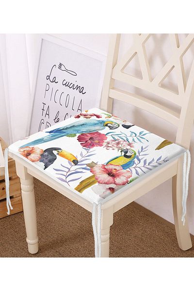 Realhomes Parrot Patterned Digital Printed Zippered Chair Cushion