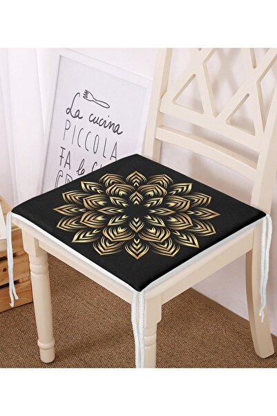 Realhomes Чорна підлога з золотим мандала мотивом на блискавці для стільця