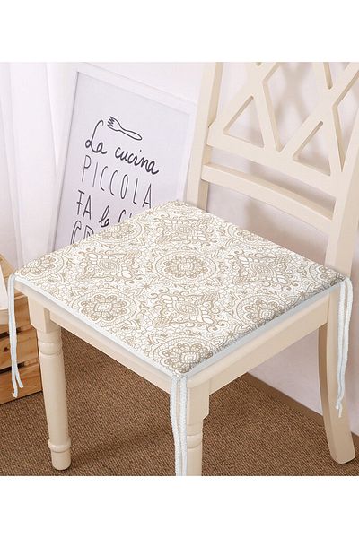 Realhomes Damask Patterned Digital Printed Zippered Chair Cushion