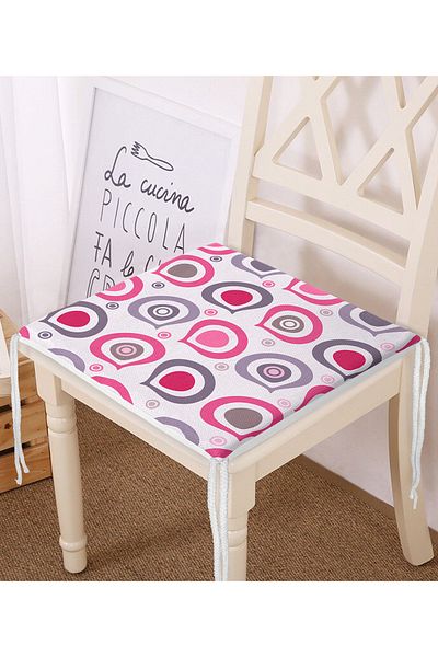 Realhomes Colorful Motifs on Cream Floor Digital Printed Modern Zippered Chair Cushion