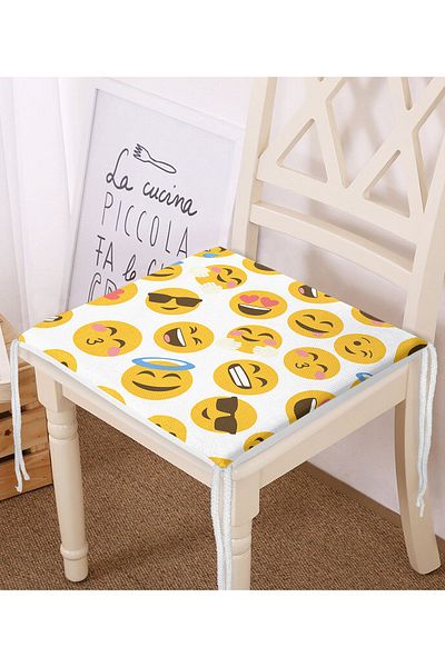 Realhomes Emoji Digital Printed Modern Zippered Chair Cushion