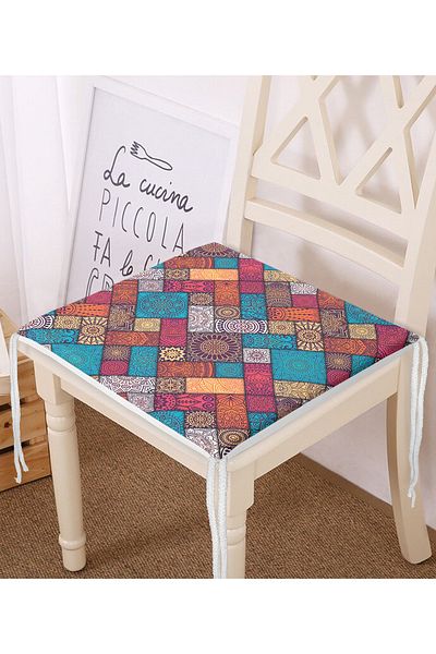 Realhomes Geometric Ethnic Patterned Special Design Modern Zippered Chair Cushion