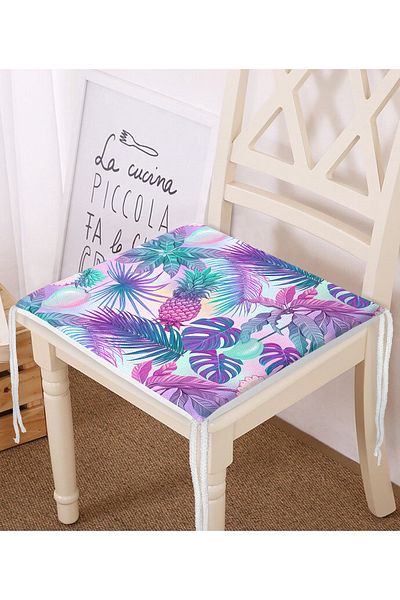 Realhomes Tropical Objects on Blue Background Modern Zippered Chair Cushion