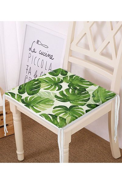 Realhomes Special Design Zippered Chair Cushion with Watercolor Lily Leaves Drawing