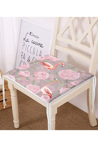 Realhomes Flamingo Patterned Digital Printed Zippered Chair Cushion