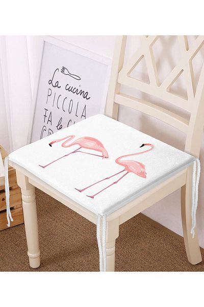 Realhomes Pink Flamingo Patterned Digital Printed Zippered Chair Cushion