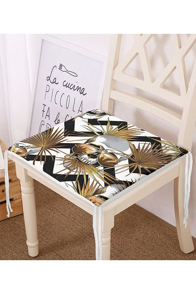 Realhomes Geometric Patterned and Zippered Skull Chair Cushion