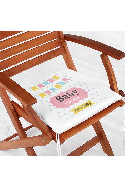 Realhomes White Floor Baby Shower Themed Special Designed Digital Printed Children's Room Zippered Chair Cushion