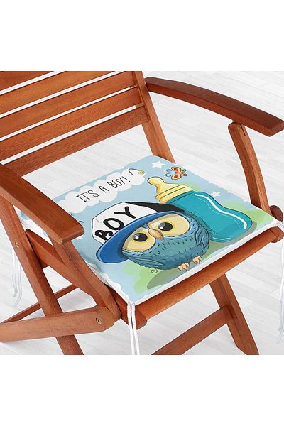 Realhomes Modern Owl Pattern Digital Printed Zippered Chair Cushion