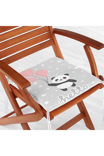 Realhomes Modern Zippered Chair Cushion with Flying Balloons and Cute Panda Pattern