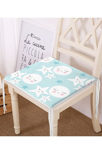Realhomes Moon And Star Motif Sleep Themed Digital Printed Special Design Modern Zippered Chair Cushion