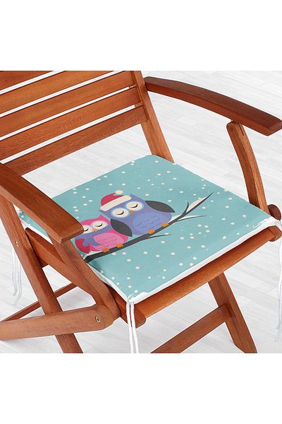 Realhomes Owl Patterned Digital Printed Zippered Chair Cushion