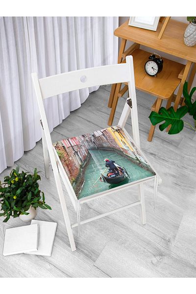 Realhomes Venice Themed Digital Printed Modern Zippered Chair Cushion