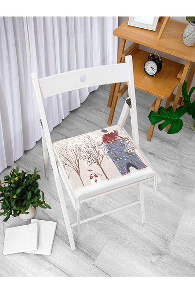 Realhomes Digital Printed Zippered Chair Cushion with Snow View