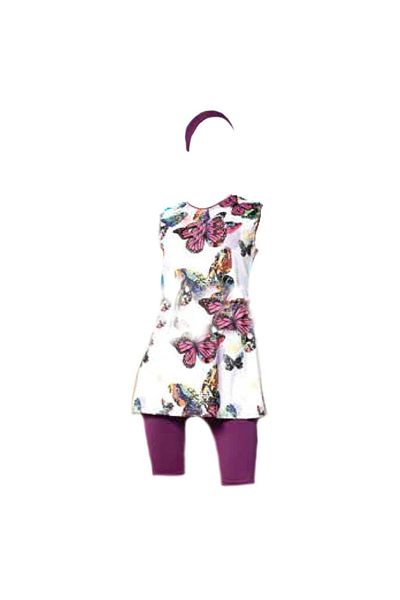 Gökhan Club Children's Patterned O-Sleeve O-Neck Tights Lycra Quick-Drying Fabric Swimsuit
