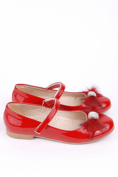Rıdvan Çelik Stoned Girl's Daily and Evening Dress Ballerina Shoes Red Patent Leather