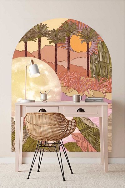 Piksel Grafik Summer Moon Bohemian Arch Wall Sticker