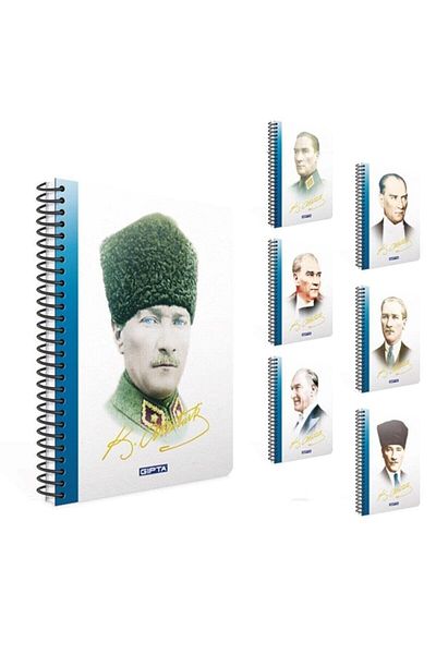 Gıpta Ataturk Spiral Hard Cover Notebook (17*24)-100 Sheets (Striped)