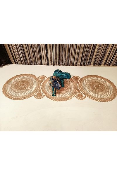 Kardelen 37x110cm Knitted Corded Living Room Coffee Table Cover, Kitchen Table Cloth / Runner / Ranir