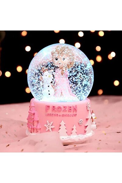 keyfim shop Frozen Temalı Orta Boy Işıklı Müzikli Kar Küresi