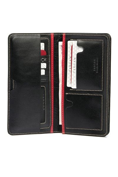 Tergan Genuine Leather Black Red Men's Wallet S1CE00001592