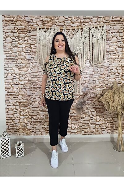 homeboutique Büyük Beden Omuzlar Açık Fırfırlı Bluz