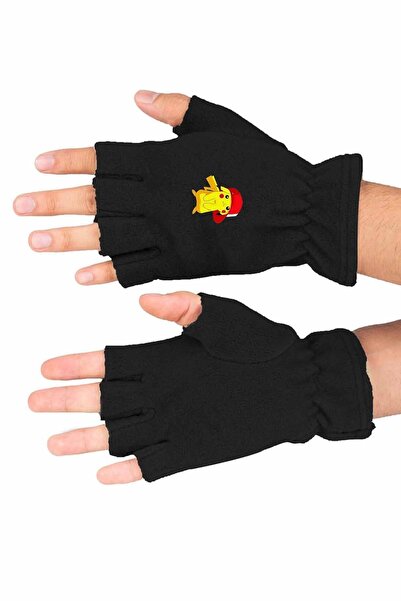 herotasarım Mănuși de iarnă cu imprimeu Pokemon Pikachu - Lână decupată Bll1054