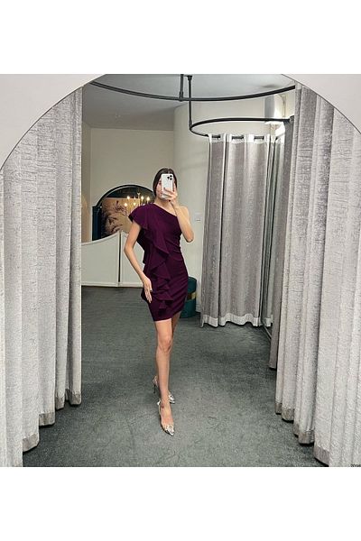 Secret Passion Lingerie Μίνι βραδινό φόρεμα και φόρεμα επιστροφής στο σπίτι από ελαστικό ύφασμα κρεπ με λεπτομέρεια από τον ώμο 582098   683