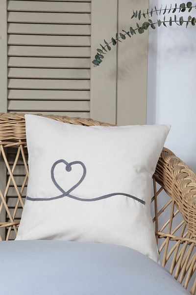 cotton maison Κάλυμμα μαξιλαριού Boho Throw Κρέμα Καρδιάς Line Art, One Line Art, Μινιμαλιστικό σχέδιο 42x42 εκ.