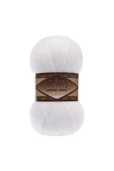 Alize Angora Gold Sımlı 55 Beyaz %5 Sim - %20 Yün - %75 Akrilik / 100 Gr - 500 M