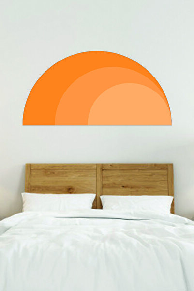 Sepet Yıldızı Bohem Tarz Parçalı Yarım Daire Turuncu Duvar Sticker 140x70 Cm