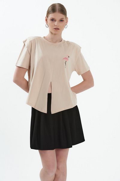 WESTBRAND Flamingo Embroidered Padded Front Tie T-shirt