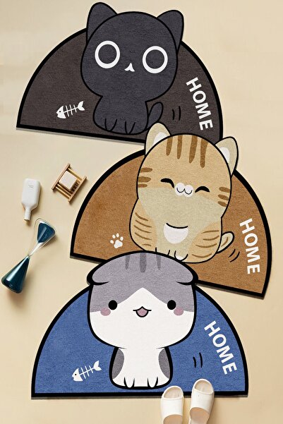 Decomia Home سجادة حمام قابلة للغسل على شكل قطة القهوة ومرحاض قطعة واحدة بيضا...