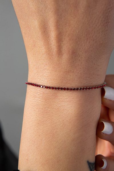 Elika Silver Women's Red Stone Waterway Bracelet