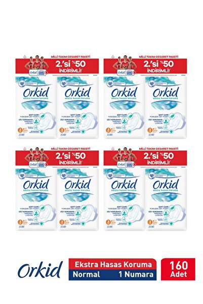 Orkid Extra Hassas Koruma Normal Süper Ekonomik Paket 160 Ped (20x8) Boy 1