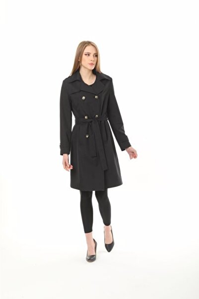 Lalezar Kadın Siyah Trençkot