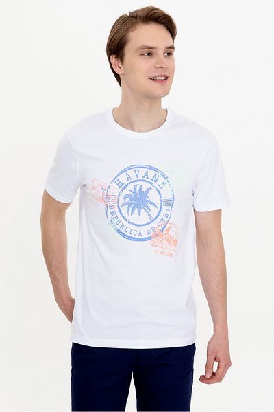 U.S. Polo Assn. Ανδρικό λευκό μπλουζάκι