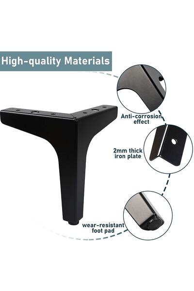 ALBATROS 12 Cm Modern Model Siyah Metal Mobilya, Dolap, Koltuk, Kanepe, Tv Ünitesi Ayakları Metal (1 ADET)