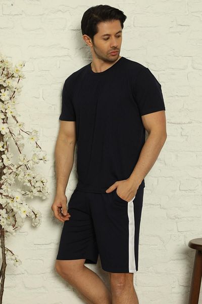 Pijamaevi Ανδρικό Σετ Πιτζάμα Navy Blue απλό Basic κοντομάνικο με σορτς