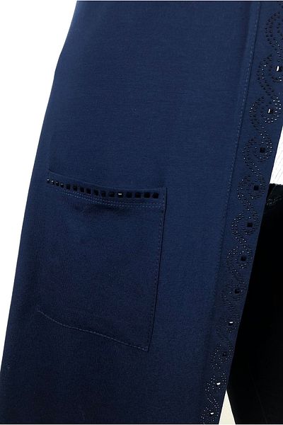 MİSS BEYZA Navy Blue Combed Cotton Daily Long Vest
