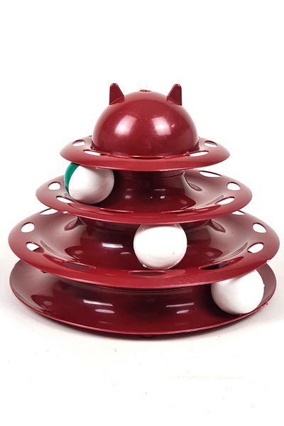 Binbirreyon 4 Tiers Cat Toy Bulk Round Cat Activity Toy 23cm Red Uc001