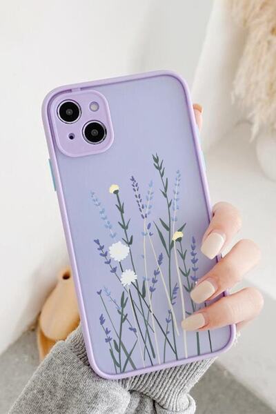 Spoyi Uyumlu Iphone 13 Lila Hux Soft Lavander Tasarımlı Telefon Kılıfı