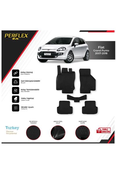 PERFLEX Fıat Grande Punto 2007-2018 Araca Özel 3d Havuzlu Paspas Uyumlu