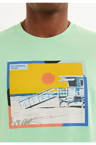 WESTMARK LONDON Μπλουζάκι με στάμπα από 100% οργανικό βαμβάκι με πράσινη λαιμόκοψη