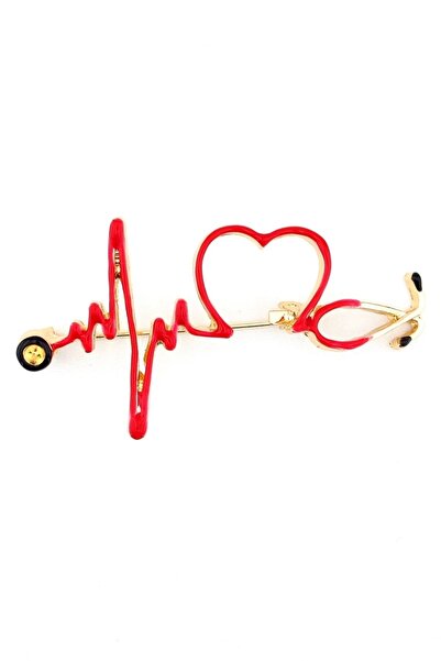 Solfera Kalp Atışı Nabız Stetoskop Doktor Tıp Metal Broş Rozet Pin Rz050