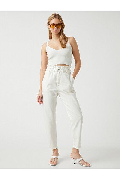 Koton Γυναικείο φαρδύ Jean ψηλόμεσο τζιν παντελόνι 2sal40010mw