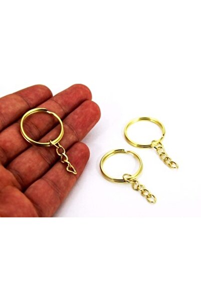 yfhobi 10 Adet - 25 Mm Sarı Kaplama Zincirli Anahtarlık Halkası