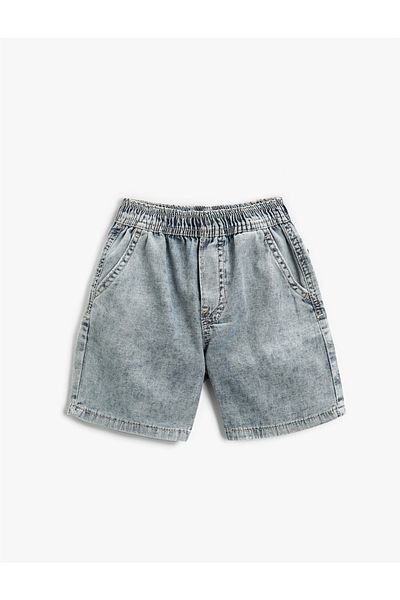 Koton Pantaloni scurți din denim cu buzunar în talie elastică din bumbac