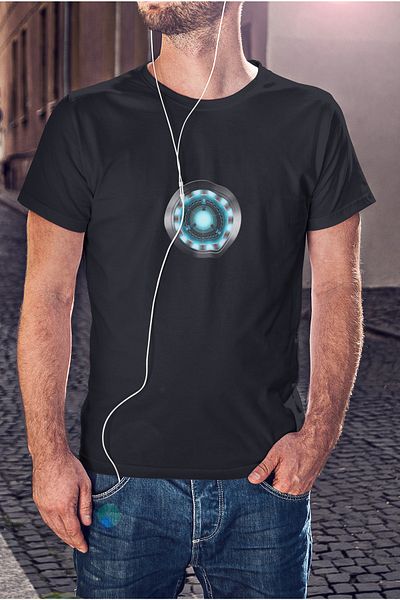 Kio Tasarım Ανδρικό μπλουζάκι με στάμπα Marvel Iron Man Character Arc Reactor2