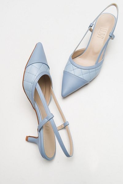 Luvi Point Babyblaue Damenschuhe mit Absatz